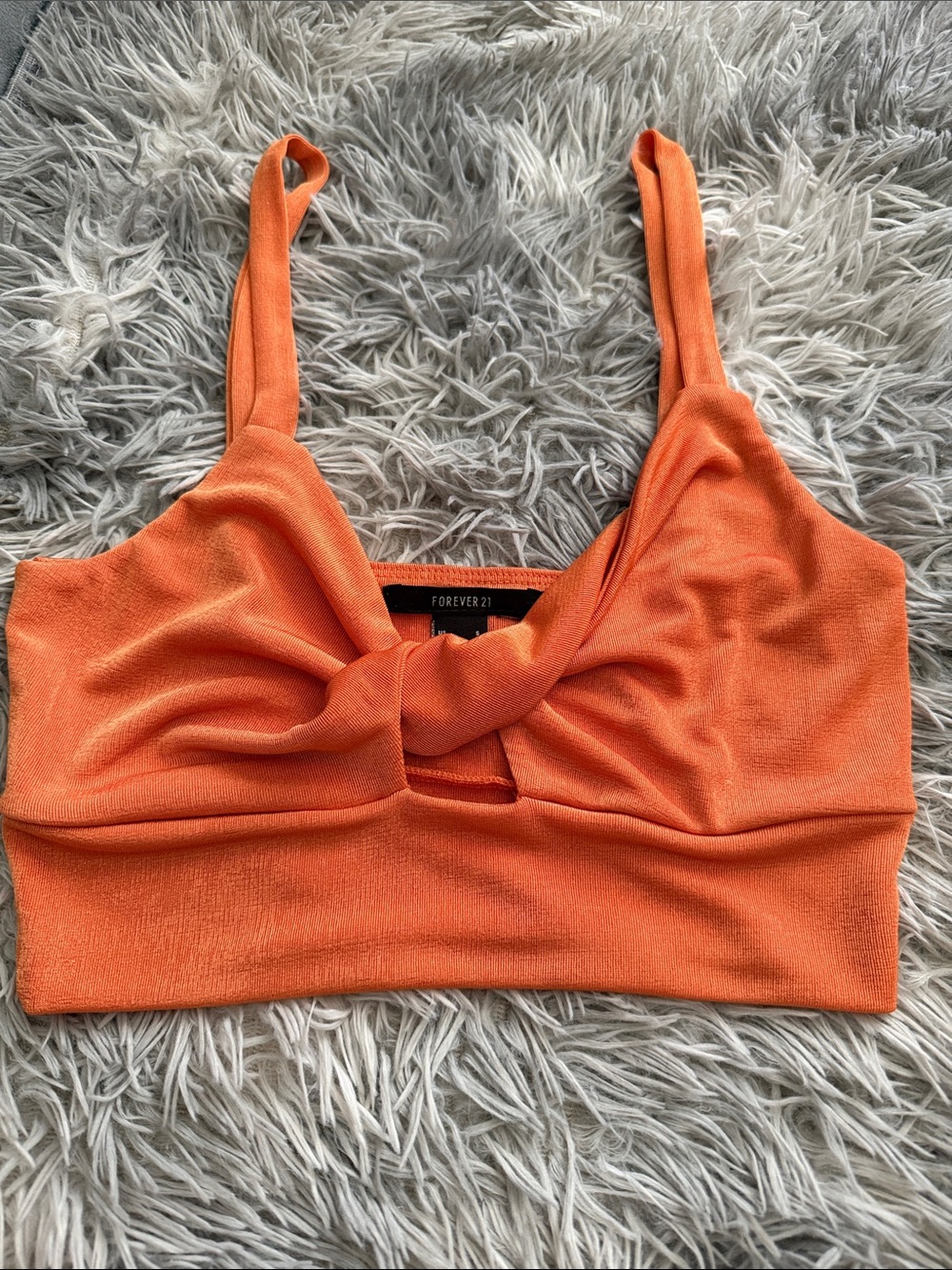 Forever 21 Orange Knot-Front Crop Top